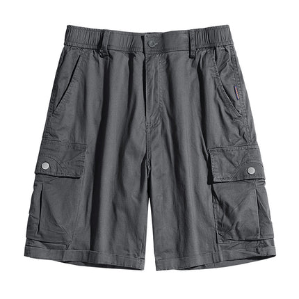 Loose Tooling Pants Men's Summer Japanese Tooling Washed Cotton Casual Shorts Men's Trendy Brand Stretch Pants