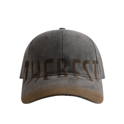 American Retro Washed Letter Large Head Circumference Baseball Cap for Women, Face-Slimming Versatile Fashion Simple Duckbill Cap for Men Casual