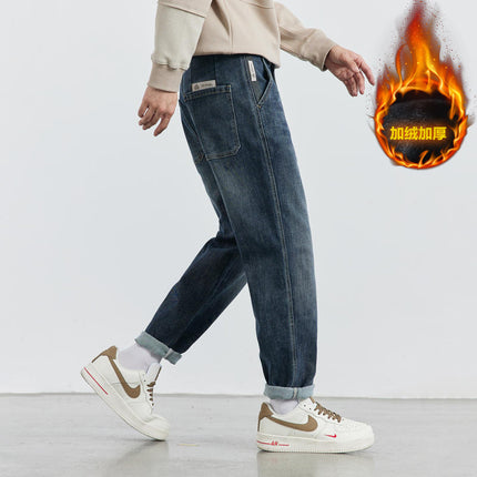 Wange Men's Combed Cotton Washed Stretch Jeans 2025 Spring and Autumn Slightly Loose Casual Small Straight-Leg Pants