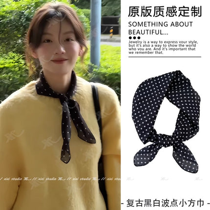 Autumn Maillard Wine Red Artistic Retro Small Square Decorative Scarf Cotton Linen Breathable Waist Flower Hair Belt