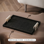 Leather woven square tray [small size] Black