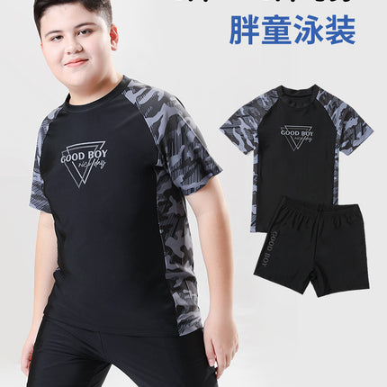 Children's Swimwear Boys' Big Children Split 2025 New Fat Children's Big Children's Hot Spring Swimming Trunks Youth Swimming suit