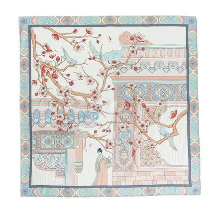 Silk Scarf 2026 All-Season Chinese Style Gift for Elders Printed Thin Scarf High-End Women's Gauze Scarf