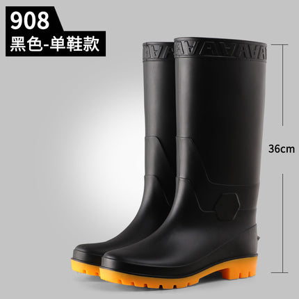 High-Top Men's Labor Protection Shoes, Wear-Resistant and Durable Men's Rain Boots, Non-Slip Outsole, Frosted Men's Water Shoes, Construction Site Workshop Men's Water Boots