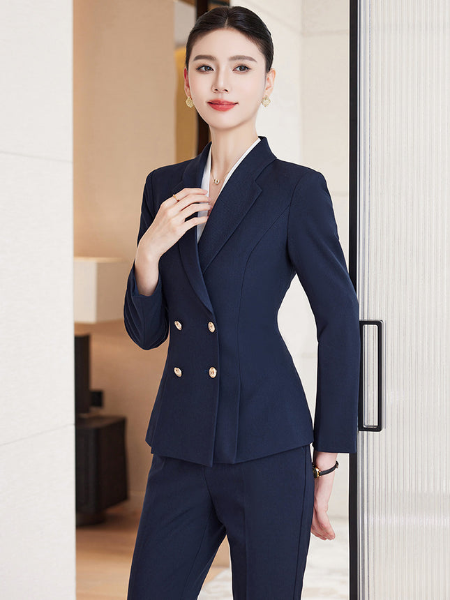 Autumn and Winter Professional Small Suit Suit, Feminine Formal Suit Two-Piece Suit, Beautician Front Desk Work Clothes