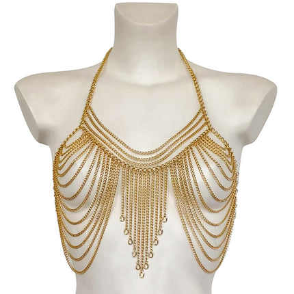 Cross-Border Popular European and American Vest Fashion Multi-Tassel Chain Halter Top Small Vest Body Chain Dl0091
