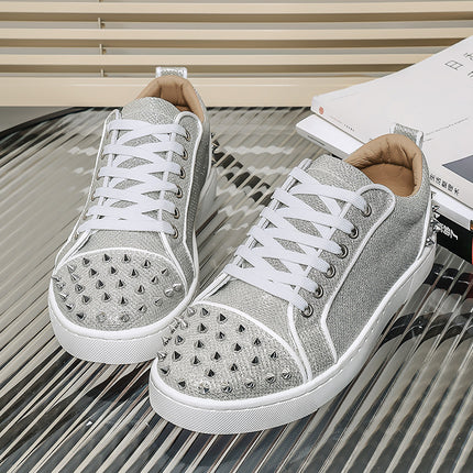 Men's Shoes for Spring and Summer Niche Light Luxury Soft Bottom Slab Shoes Trendy Men's High Beauty Value Fashion Low-top Round-toe Sports Trendy Shoes
