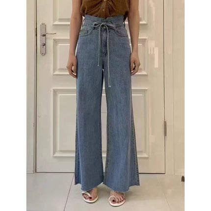 Van's White Jeans Women's 2025 Summer New Loose Slimming Look High-Waisted Straight Draped Floor-Length Pants