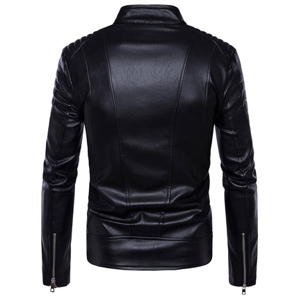 Foreign Trade Large Size Amazon Punk Men's Motorcycle Multi-zip Leather Jacket Motorcycle Leather Jacket B013