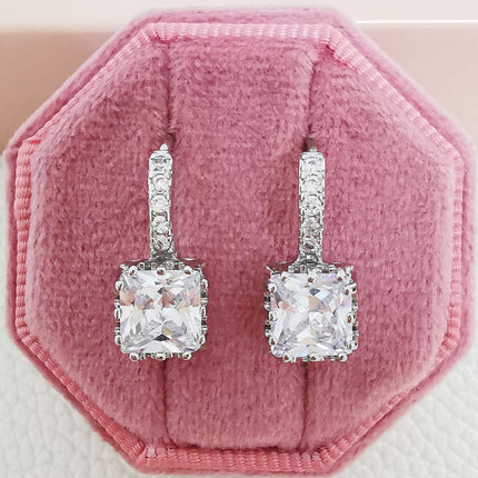 Europe and the United States cross-border temperament inlaid square zircon diamond ear buckle simple sweet full diamond earrings female ear jewelry ear buckle e6437