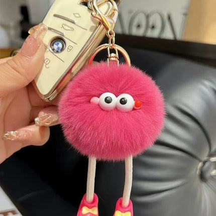 Wholesale New Long-Legged Real Rex Rabbit Fur Keychain Pendant Cute Cartoon Key Small Gift Doll School Bag Pendant