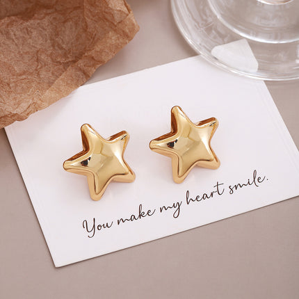 European and American Style Simple Elegant Metal Wind Ring Earrings Retro Exaggerated Irregular Electroplating High-grade Earrings for Women
