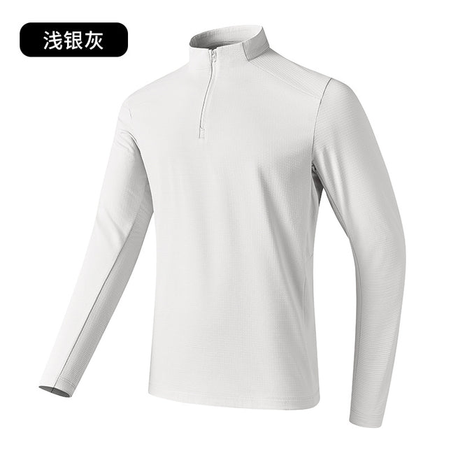 7A Antibacterial Half-Zip Stand-Up Collar Fleece-Lined Sweatshirt for Men and Women Far Infrared Heating Casual Sports Elastic Quick-Drying T-Shirt