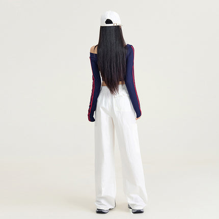 American wide-leg overalls women's autumn and winter 2024 new straight tube loose high waist sagging slim sports casual pants