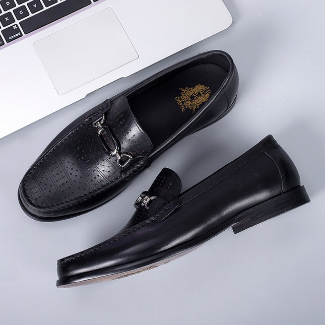 Doudou Shoes Men's Casual Loafers Breathable Shoes Genuine Leather Lazy Slip-On Winter Men's Shoes Men's Leather Shoes New Trend