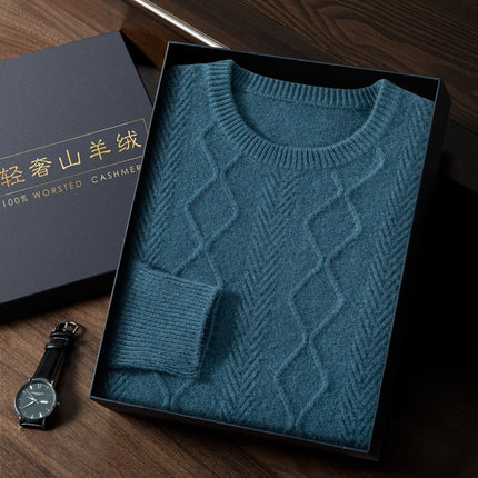 Autumn and Winter thickened men's cashmere sweater round neck men's sweater business casual pure cashmere knitted bottoming shirt men