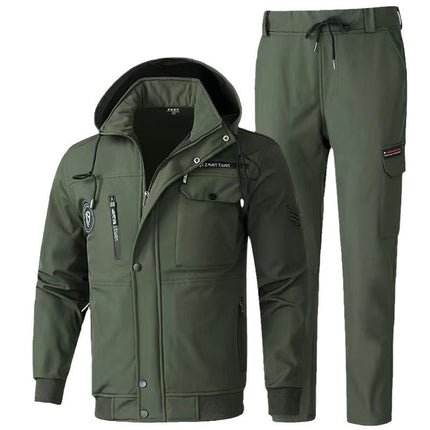 Autumn and Winter Velvet Waterproof Jacket Outdoor Mountaineering Suit Men's Windproof Thickeneded Cold-Resistant Wear-Resistant Warm Workwear