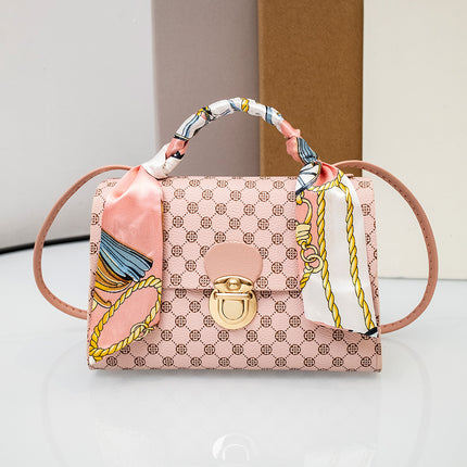 Ladies Bags Simple Printed Small Bag 2024 Korean-style Casual All-match Shoulder Bag Printed Scarf Handbag