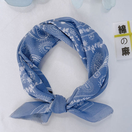 New Ethnic Style Cashew Flower Cotton and Linen Small Square Scarf 58X58 Breathable Retro Decorative Small Scarf Women's Scarf