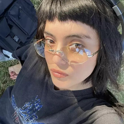 Frameless Futuristic Glasses Y2K Millennium Sexy Style Sunglasses Retro Ins Women's Fashion Sunglasses Men's Manufacturer Wholesale
