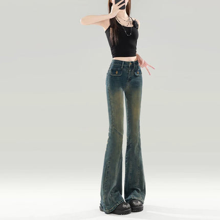 Flared Jeans That Show Off Your Figure, Versatile 2025 Chic Design Flared Pants, Fashionable Women's Spring Elastic New Style
