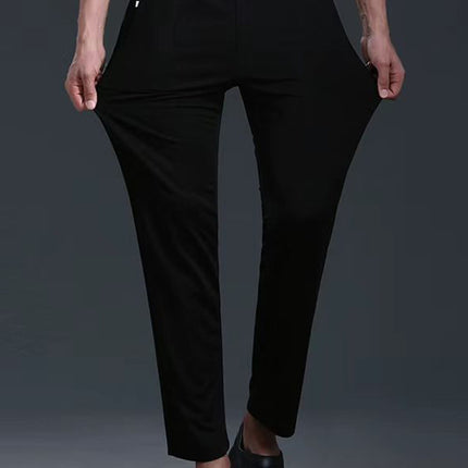 Stretch Elastic Chef Pants Men's Hotel Restaurant Kitchen Work Pants Catering Waiter Straight Pants Large Size Black