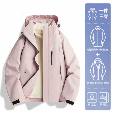 Camel HJCAMEL Jacket Men's and Women's Trendy Brand Three-in-One Windproof and Waterproof Couple's Jacket Mountain Climbing and Mountaineering Suit