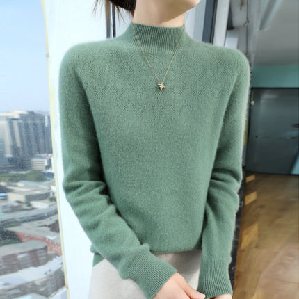 First-Line Garment Western Style Flower Pullover Soft Waxy Sweater Women's Autumn and Winter New Inner Knitted Base Shirt Slimming Age-Reducing