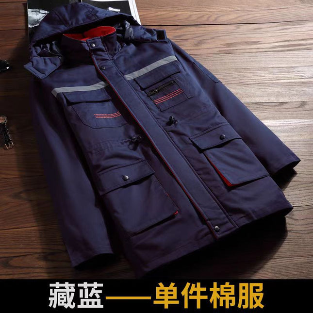 Winter Cotton Workwear Autumn and Winter Stain-Resistant Tops with Removable Lining Anti-Static Labor Protection Clothing Manufacturer Wholesale Workwear