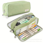 Oxford cloth double-open pencil case [green]