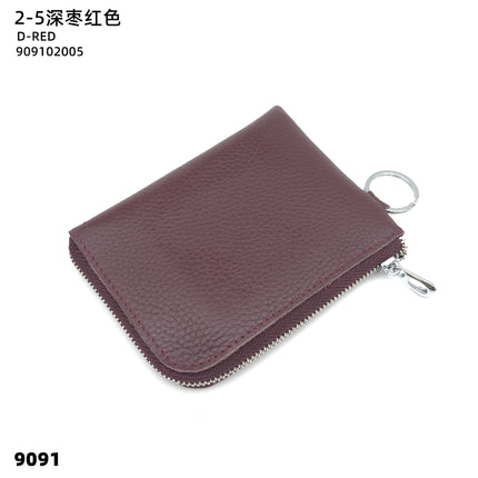 First-Layer Cowhide Zipper Coin Purse Bank Card Coin Small Leather Bag with Key Ring Mini Genuine Leather Coin Purse Wholesale