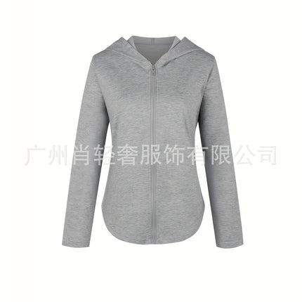 European and American trade casual loose zipper hooded light jacket pants suit (2 pieces)