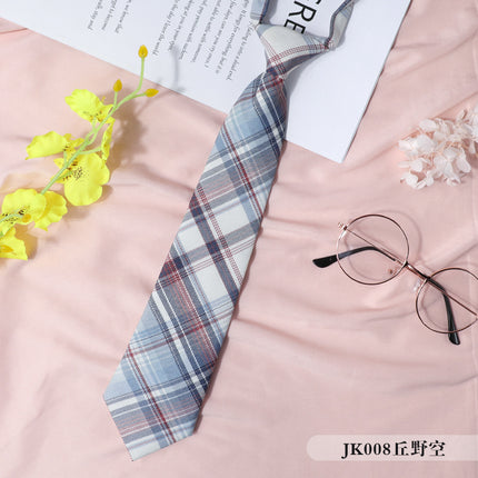jk Japanese Style Plaid Women's Collar Flower Black Tie Collar String College Style Ribbon Bow Shirt ins Sailor Suit