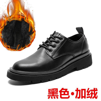Autumn 2025 New Men's Shoes Soft Leather Work Shoes Versatile Trbottomyy British Casual Shoes Men's Thick-Soled Large Leather Shoes