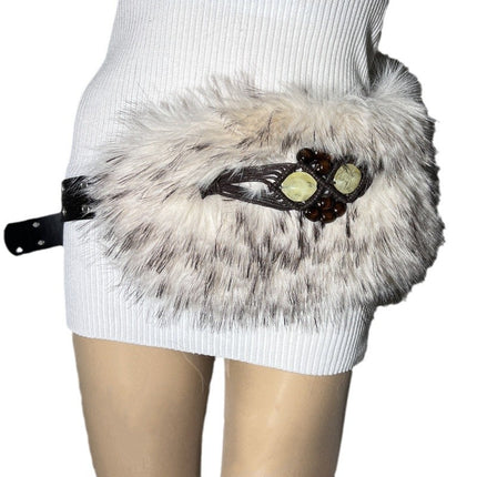 New Rabbit Fur Belt D. I .A OOTD Mao Mao Belt Europe and America Cross-border Hot Sexy Spice Girl Waist Cover Wide Belt