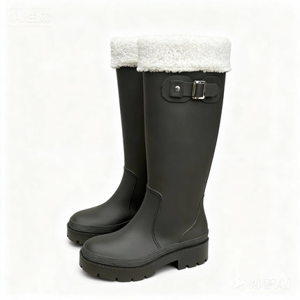 Rain Boots for Women, Fashionable Outer Wear High Rain Boots, New Internet Celebrity Water Shoes, Adult Water Boots, Non-Slip Waterproof Thick-Soled Rubber Shoes