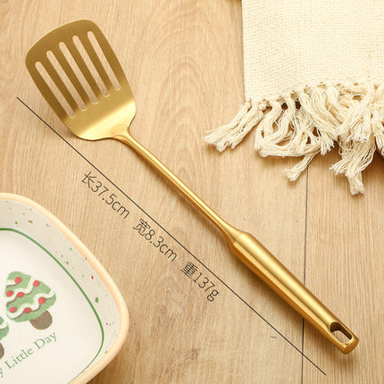 Stainless Steel High-grade Soup Leak Hot Pot Spoon Thickened Soup Spoon Golden Large Soup Spoon Titanium Plated Golden Soup Spoon Golden Spatula Spoon