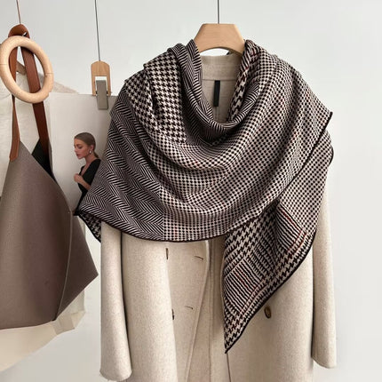 Spring and autumn texture silk wool scarf women's autumn and winter silk wool large square scarf warm shawl dual-purpose women's all-match temperament