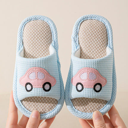 Male and Female Baby Summer Cartoon Car Four Seasons Linen Children's Sandals Open-Toe Slippers