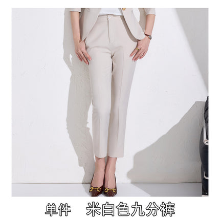Business attire women's pants suit 2025 spring and summer workplace formal attire interview tooling seven-sleeve suit jacket ol overalls