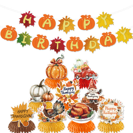 Cross-Border Autum New Thanksgiving Party Give Thanks Flag Harvest Festival Turkey Pumpkin Decoration Banner