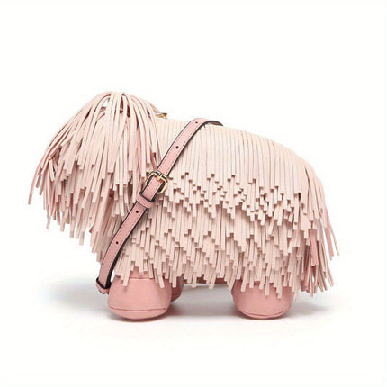 Cute Creative Funny Dog Handbag New Personality Design Shepherd Dog Tassel Puppy Shoulder Crossbody Bag