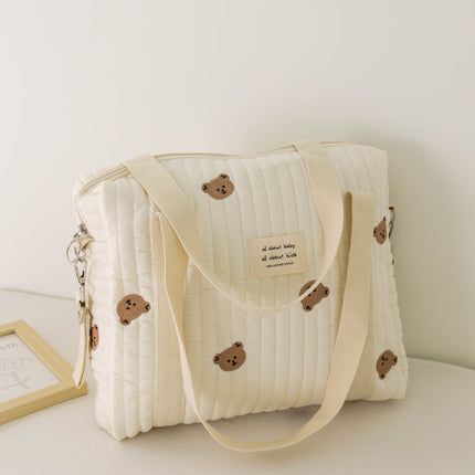 Korean Ins Embroider Portable Shoulder Satchel Cotton Baby Stroller Bag
