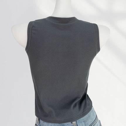Niche gray stitching sleeveless vest women's outer wear slim slimming waste soil wind hot American top hot girl wear