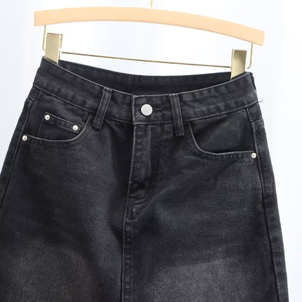 Plus Size Women's Design Denim Skirt Summer New Pear-Shaped Figure Fat mm High Waist Slimming Look A-Line Skirt