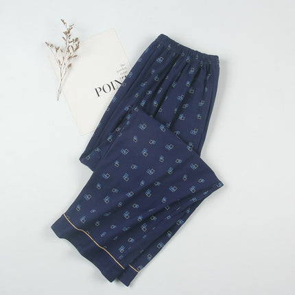 Large size men's pajamas spring and autumn pure cotton plus fat plus size 300kg fat people's home pants conventional thick