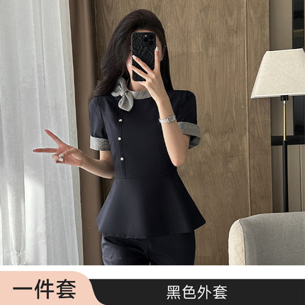 Stewardess Professional Wear Female Summer Fashion Ol Suit Beautician Workwear Sales Department Front Desk Customer Service Reception Workwear