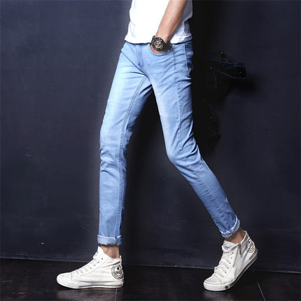 Spring and autumn men's jeans men's Korean version of slim elastic leggings autumn and winter straight trousers a generation of hair