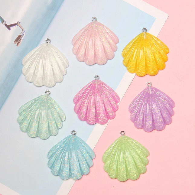Artificial shell pendant resin transparent glitter shell cross-border hot shell necklace pendant diy accessories