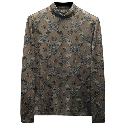 Autumn and Winter New Men's Casual Versatile Light Luxury Quality Half Turtleneck Double-Sided Velvet Bottoming Shirt
